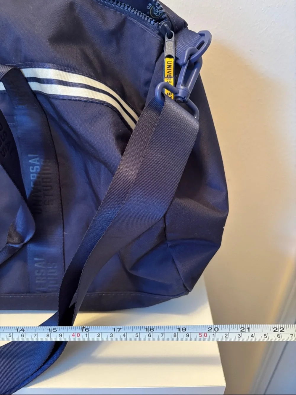Limited 1912 Universal Studios Navy Duffel Bag with Yellow Logo Accent